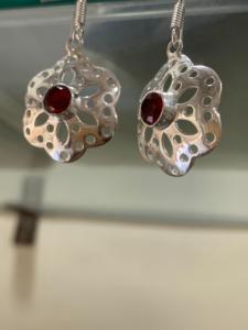 A High Quality <b>Earrings</b> Designer Best Price <b>Earrings</b> for Women Silver Jewelry <b>Red</b> Stone Bohemian style Handmade Birthstone May - Product Image 1