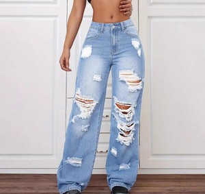 Jeans amples courts pour femmes en gros, pantalons en denim personnalisés, pantalons en denim pour femmes pour boutiques, approvisionnement en gros - Product Image 2
