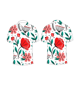 Polo pour homme rouge à imprimé floral botanique, manches courtes, col boutonné, décontracté, respirant et léger pour l'été - Product Image 6