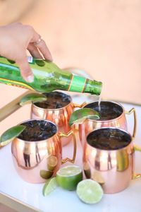 Copper Moscow mule mug <b>set</b> handcrafted hammered <b>beverage</b> cups reusable premium <b>serving</b> mugs durable finish - Product Image 3