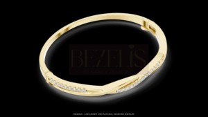 Brazalete Articulado de Oro Amarillo con Diamantes Cultivados en Laboratorio, Diseño Entrelazado en Espiral, Obra Maestra - Product Image 3