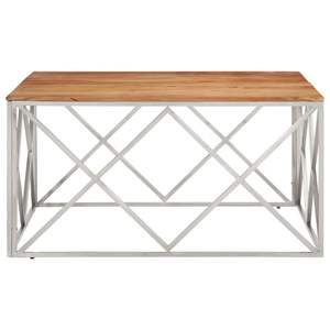 Attraente tavolino da caffè in acciaio inossidabile argento da 39,4 pollici dal design accattivante - Product Image 3