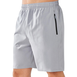 Men's Gray Solid Quick Dry Bermuda Shorts <b>Elastic</b> Waist Pockets Casual Workout Running Shorts - Product Image 3