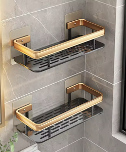 Organizador de Baño de Aluminio con Doble Estante, Montado en la Pared, Color Negro, OEM/ODM Vietnam - Product Image 3