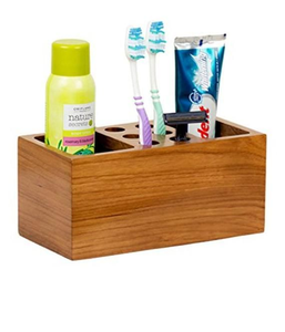 Meilleur support rectangulaire en bois pour brosses à dents et dentifrice, distributeur pratique pour salle de bain, organisateur de rangement - Product Image 1