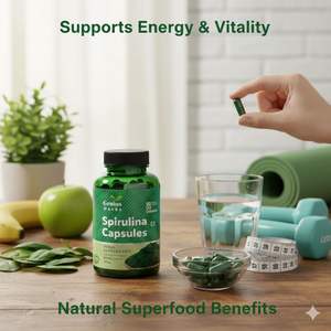 Comprimés de spiruline végétale vibrante, riches en nutriments algéliens, en poudre verte, en vrac - Product Image 5