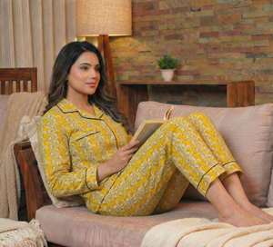 Conjunto de Pijama Reversible de Algodón con Estampado Térmico, Diseño Tradicional Indio, Transpirable, de Secado Rápido, Tela Suave para Descansar - Product Image 2