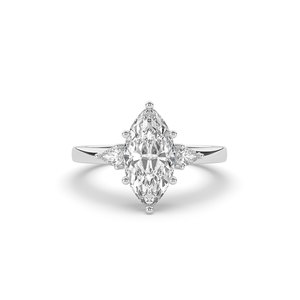 แหวนเพชรทรงมาร์คีส์เจียระไนแบบบริลเลียนท์ 2.10 กะรัต เพาะเลี้ยงในห้องปฏิบัติการ ตัวเรือนทองคำแท้ 14K แหวนหมั้นสุดหรูสำหรับผู้หญิง - Product Image 1