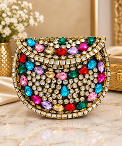 Elegante Bolso de Noche con Cierre de Mosaico Metálico Adornado con Pedrería, Accesorio de Moda para Mujer para Todas las Temporadas - Product Image 6