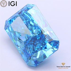 เพชรทรงเรเดียนท์ 3.00 กะรัต สีฟ้าแฟนซีวิวิด ความใสระดับ VS2 ผลิตด้วยวิธี CVD พร้อมใบรับรอง IGI ออกแบบแหวนของคุณเอง - Product Image 4