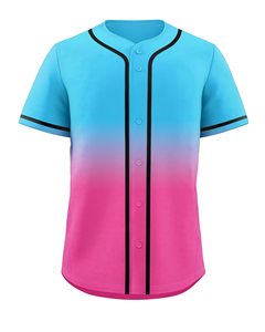 Camiseta de Béisbol Unisex, Degradado Azul y Rosa, Manga Corta, Lisa, Ideal para Impresión Personalizada - Product Image 1