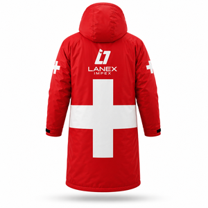 OEM Switzerland Swim Parka Custom Waterproof Hooded Long <b>Coat</b> with Sherpa Fleece Lining for Swimming, Surfing, <b>Beach</b> & Outerwear - Product Image 3