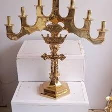 Candelabro de Metal de Latón con 7 Brazos para Decoración de Iglesia, Candelabro de Altar para Ceremonias Religiosas, Decoración de Mesa de Adoración Espiritual - Product Image 1