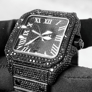 Custom Handcrafted Men's Hip Hop <b>Watches</b> VVS1 Moissanite Diamond & Stainless Steel Belt Automatic Analog Dial Display - Product Image 3