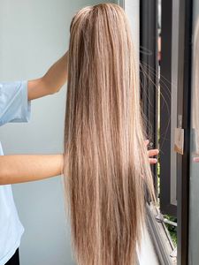 Peluca de Cabello Humano Suizo con Frente de Encaje, Color Piano, Estilo Liso, Densidad 150% 220%, con Reflejos, Cutícula Alineada - Product Image 4