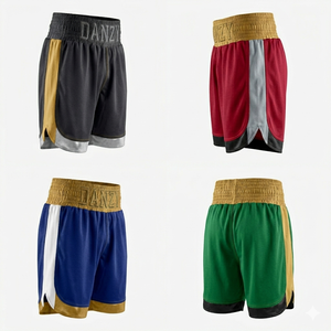 Shorts de boxe unisexes DANZY, bleu marine et blanc, séchage rapide, polyester, MMA, Muay Thai, entraînement, combat, coupe régulière pour adultes - Product Image 5