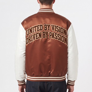 Chenille Embroidery Satin Bomber <b>Jacket</b> Men Winter Fashion Waterproof <b>Slim</b> <b>Fit</b> High Street Style Front Design - Product Image 2
