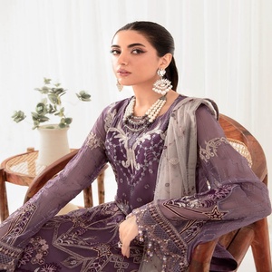 ชุดสูทงานแต่งงานของผู้หญิง3ชิ้นชุดชีฟองออกแบบโดยนักออกแบบปากีสถาน Ramsha rangoon 10เย็บ salwar และส่าหรีสำหรับเด็กผู้หญิง - Product Image 3