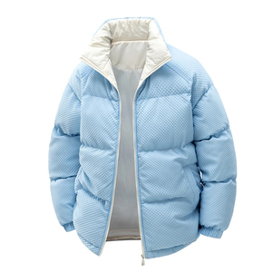 Chaqueta acolchada para hombre, azul claro, con cuello alto y capucha, gruesa, con cremallera, estilo informal, para otoño - Product Image 1