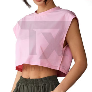 Women's Summer Workout <b>Crop</b> <b>Top</b> Breathable Front Logo Spandex/Polyester Lightweight Fashionable New Design - Product Image 2