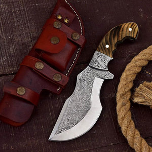 Couteau de chasse artisanal en acier D2 gravé à la main, manche en bois, lame de 6 à 7,9 pouces, haute dureté, couteau extra-affûté - Product Image 6