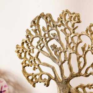 Golden Aluminium Tree Sculpture <b>Decorative</b> Tree of Life Metal Figurine Artistic Tabletop Showpiece for Living Room Office <b>Shelf</b> - Product Image 4