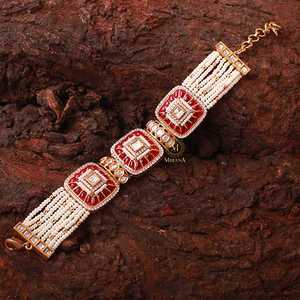 Lavana Ruby Polki Designer Fashion Bracelet - Product Image 2
