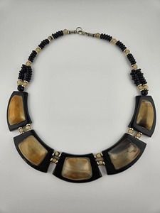 Collar de cuerno de búfalo de primera calidad con diseño de la paz, vintage, para mujer, color natural, pulido, para fiesta - Product Image 3
