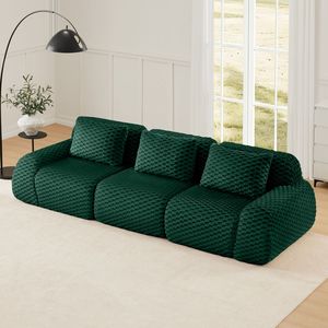 Divano Componibile Moderno 114 in Tessuto Flanellato, Oversize a 3 Posti con Seduta Profonda e Design Senza Struttura per Soggiorno - Product Image 1