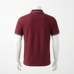 <b>Men's</b> <b>Burgundy</b> Solid Knitted 100% Cotton for <b>Shirt</b> Quick Dry Short Sleeve Casual Business Uniform OEM ODM Wholesale - Product Image 2