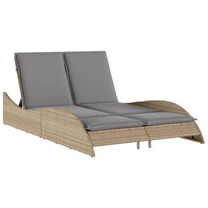 Chaise longue en rotin PE beige 44,9x80,7x28,7 pouces, mobilier d'extérieur confortable - Product Image 2