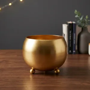 Cuenco Decorativo de Metal Dorado para Decoración del Hogar, Elegante Centro de Mesa con Acabado Dorado, Adorno de Mesa, Cuenco de Servicio de Lujo Moderno - Product Image 6