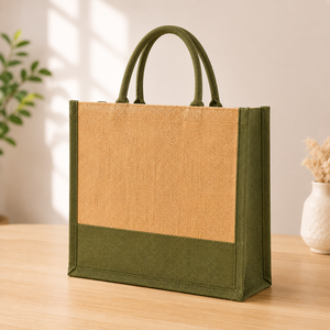 <b>Jute</b> <b>Shopping</b> <b>Bag</b> 12x14x4 Inch Eco Friendly Reusable Tote for Groceries with Top Handle and Spacious Capacity - Product Image 1