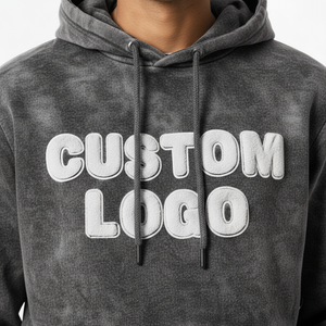 Conjunto Deportivo de Lujo Azul Marino con Lavado Ácido para Hombre, Sudadera con Capucha y Logotipo 3D Personalizado, Pantalones Jogger, 400GSM, Algodón French Terry, Lavado Mineral Vintage - Product Image 2
