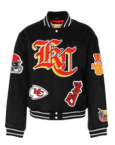 Chaqueta Varsity de Lana Estilo Inglés Antiguo de los Kansas City Chiefs, Color Negro - Product Image 1