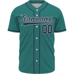 เสื้อเบสบอลแบบติดกระดุมสั่งทำพิเศษ 100% โพลีเอสเตอร์ ระบายอากาศได้ดี สีสันตัดกัน เสื้อทีม ปักชื่อและหมายเลขได้ตามต้องการ OEM - Product Image 3