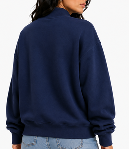 Sweat-shirt d'hiver pour femme en molleton 100% coton, col roulé surdimensionné personnalisé, avec appliqué lettre brodé, respirant, séchage rapide, décontracté - Product Image 3
