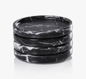 Ensemble de 4 sous-verres en marbre noir, sous-verres en pierre naturelle écologiques, accessoires de table de luxe, accessoires de bar, café, cocktail - Product Image 2