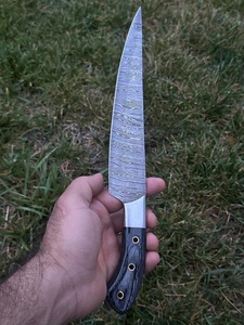 Cuchillo de chef de cocina de acero de Damasco hecho a mano con mango de madera y funda de cuero, venta al por mayor, cuchillos plegables de supervivencia con filo afilado - Product Image 2