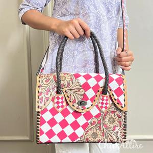 Sacs fourre-tout vintage en cuir de vachette à motif damier, faits à la main, grande capacité, sac à bandoulière, sac à main tendance, cadeau, sacs à main pour femmes - Product Image 1