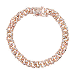 Bracelet de mariée de luxe Gemnel Fashion en argent 925 avec mini maillons micro-pavés et chaîne gourmette en moissanite et diamant - Product Image 2