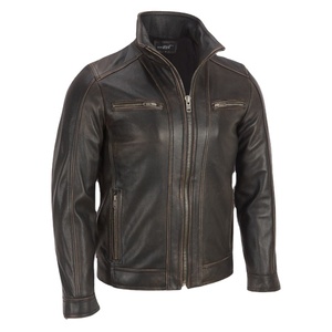 Chaqueta de cuero ajustada para hombre, chaqueta de cuero negro para motocicleta, chaqueta de cuero genuino de moda británica de alta calidad para hombre - Product Image 1