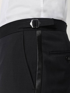 Costume de smoking noir pour homme en laine, style britannique, simple boutonnage, col cranté, tenue de cérémonie - Product Image 4