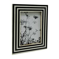 Cadre photo décoratif rectangulaire en bois noir et os blanc, léger, fait main, artisanat Orion, pour maison contemporaine