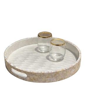 Plateau de service en nacre de haute qualité avec design floral pour bar de bureau d'hôtel à domicile fabriqué en Inde de style traditionnel - Product Image 1