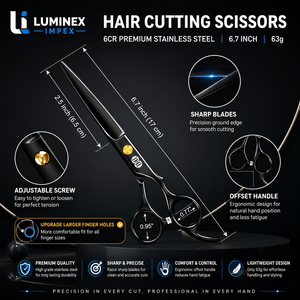 NYBL-55 5.5inch Straight <b>Left</b>-<b>handed</b> <b>Scissors</b> JAPAN 440C Sharp 58-59HRC Hardness Stainless Steel Handle Barber Shears Hair 28 - Product Image 2