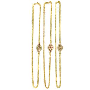 Collares de Cadena de Latón con Baño de Oro Micro de 14K, 18K y 24K y Piedras de Circonita Cúbica para Mujer, Venta al Por Mayor - Product Image 2