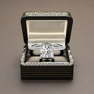 Personalizable VVS Clarity Princess Cut Moissanite Anillo de Compromiso S925 Sterling Silver Pave Band Regalo de Aniversario Precio al por mayor - Product Image 1