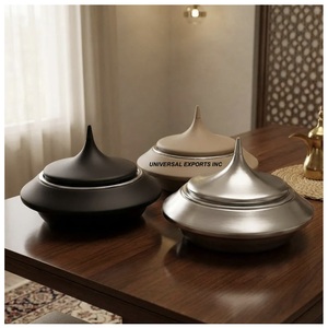 หม้อไฟฟ้าโลหะสองชั้นทรงกลม ดีไซน์สวยงาม ขายส่ง หม้ออุ่นอาหารโลหะแบบใหม่ - Product Image 1