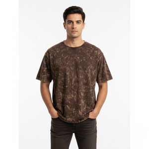 เสื้อยืดผู้ชายคุณภาพพรีเมียม ทรงสวยทันสมัย ผ้าคอตตอนเนื้อแน่น ล้างสีแบบแอซิดวอช คอกลม สไตล์ลำลองแฟชั่นสำหรับผู้ชาย - Product Image 1